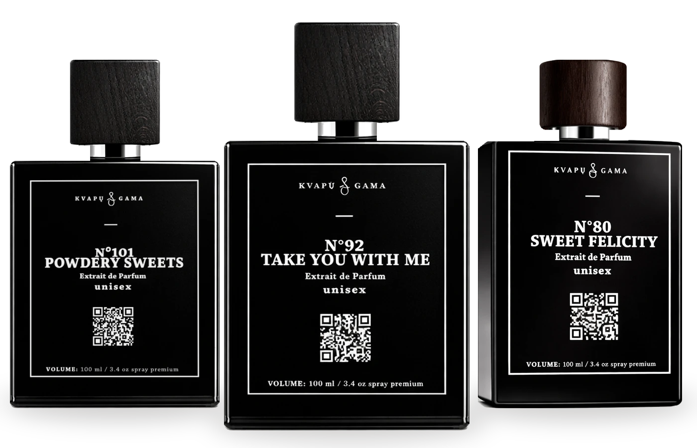 Authentic Kvapų Gama N°101, N°92 and N°80 100 ml bottles
